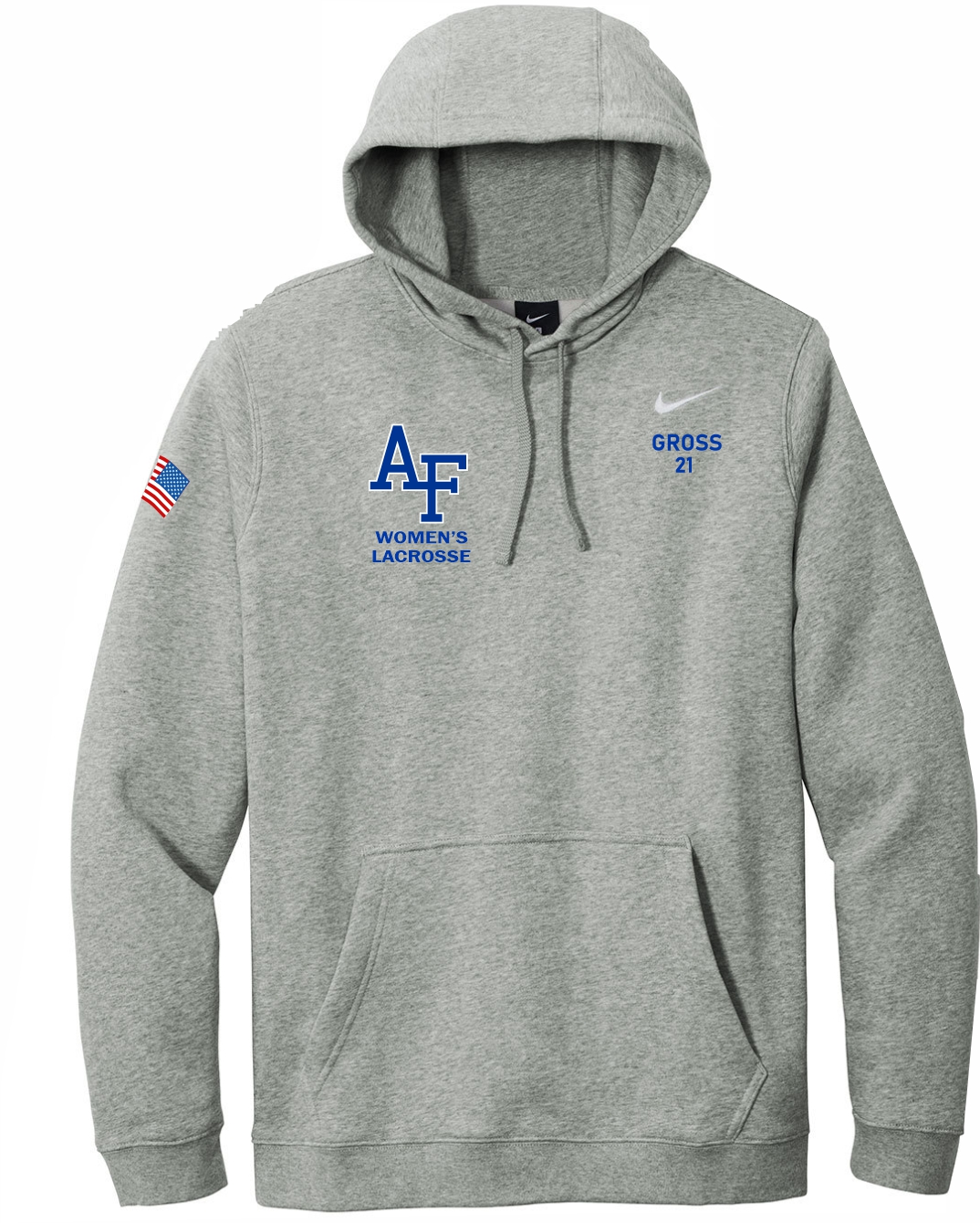 Nike Club Fleece Pullover Hoodie AF Women's Lacrosse on Right Chest