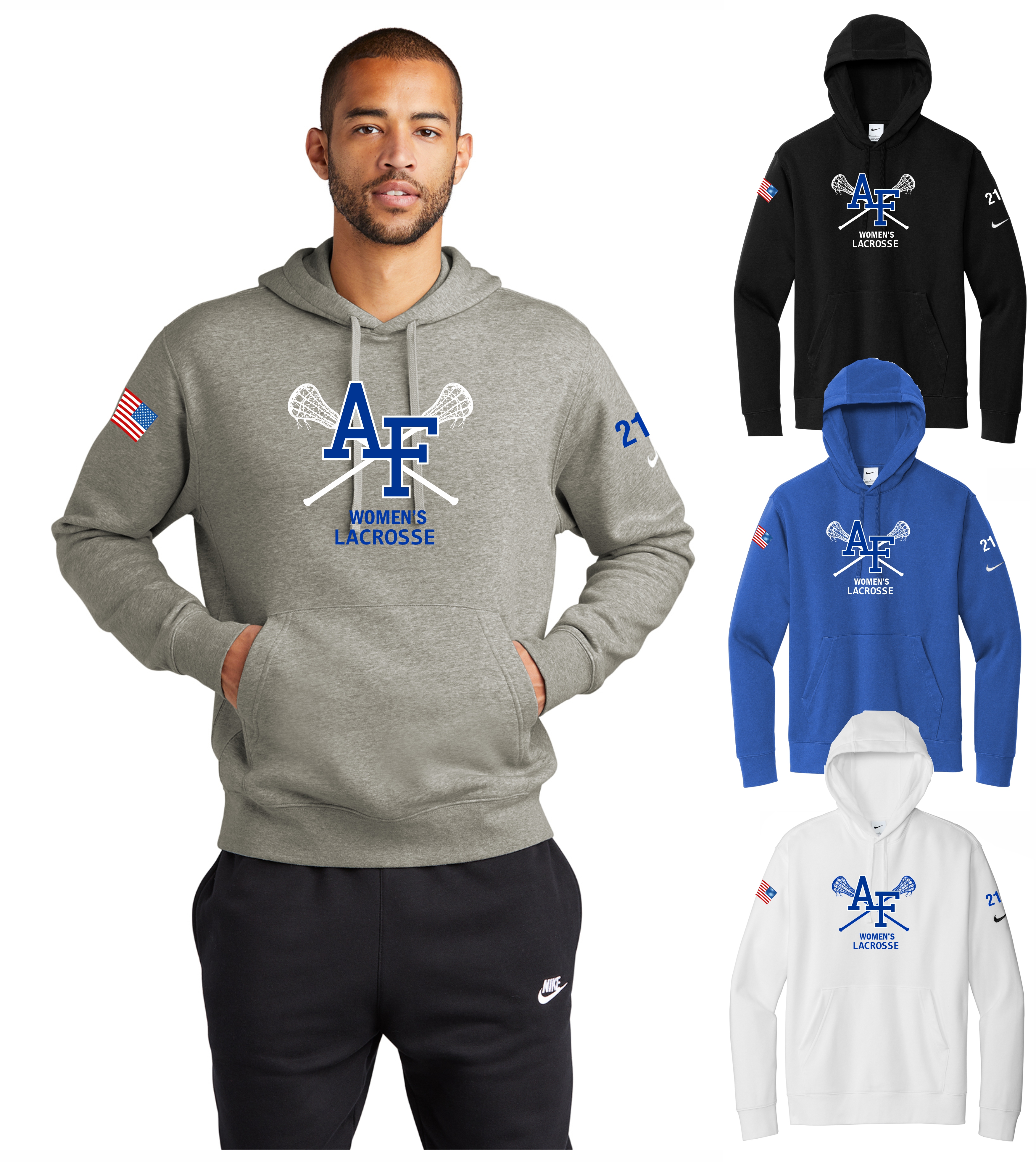 Nike Club Fleece Pullover Hoodie AF Lacrosse Sticks design - Women's Lacrosse
