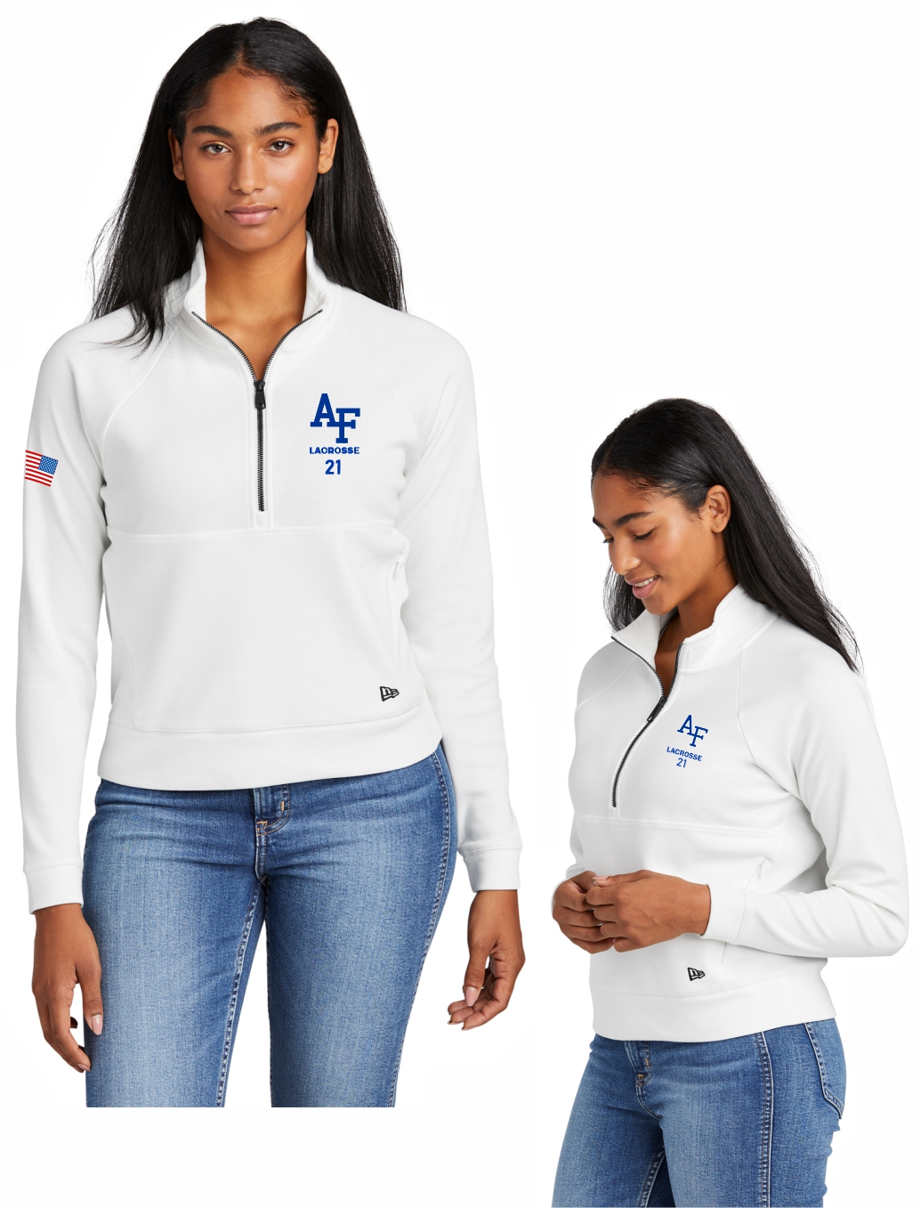 AF Logo New Era White Quarter-Zip Pullover