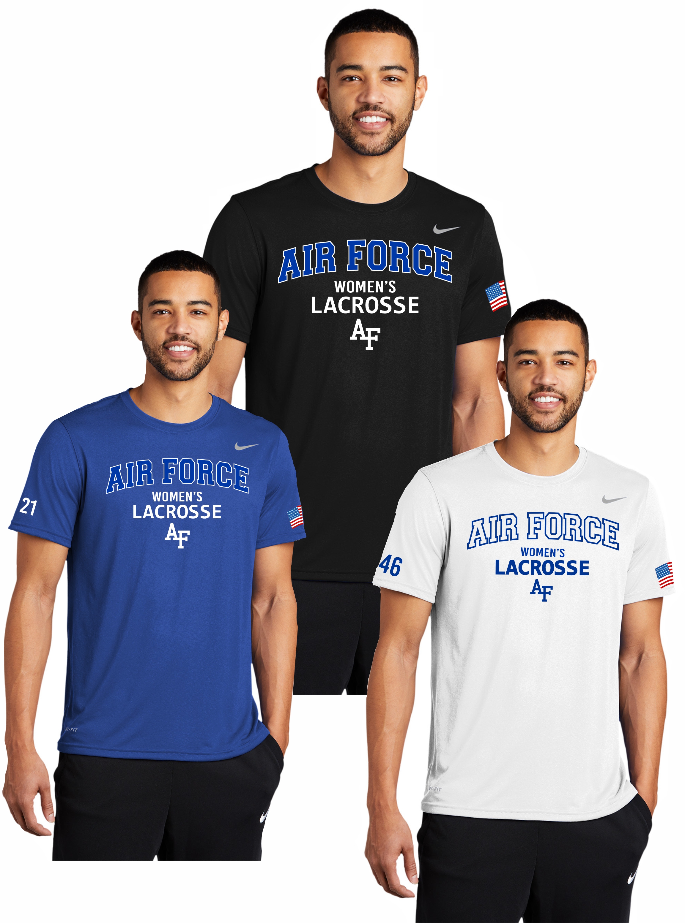 Nike Dri-FIT Cotton/Poly Tee Air Force Women's Lacrosse T-Shirts