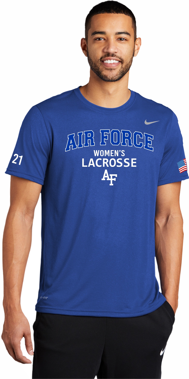 Nike Dri-FIT Cotton/Poly Tee Air Force Women's Lacrosse T-Shirts