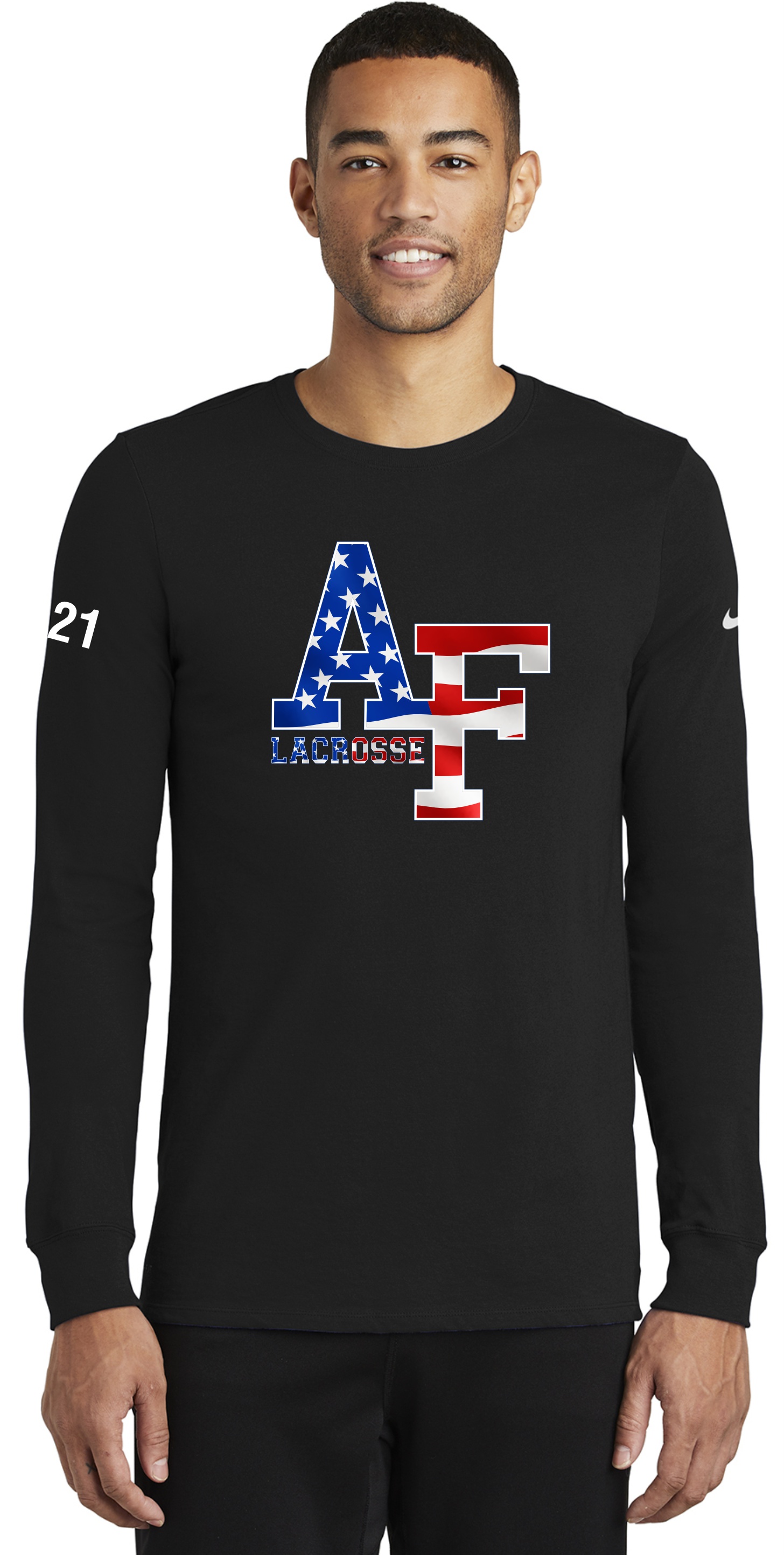 Nike Dri-FIT Cotton/Poly Tee Long Sleeve with AF Flag design