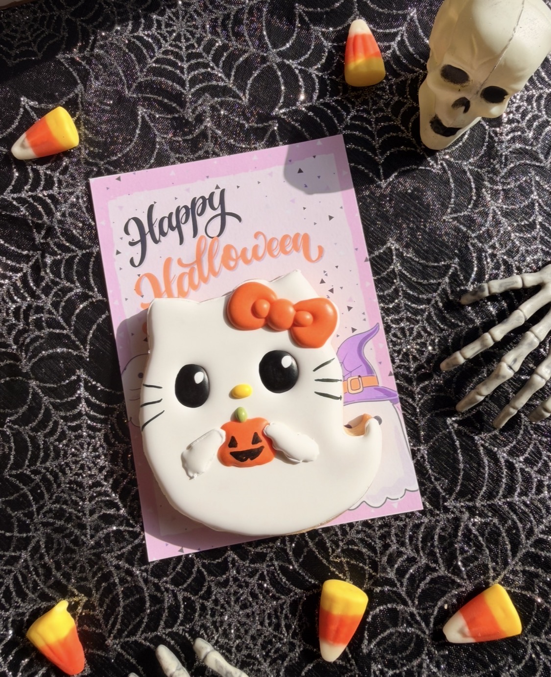 Ghost Hello Kitty Halloween Cookie Card
