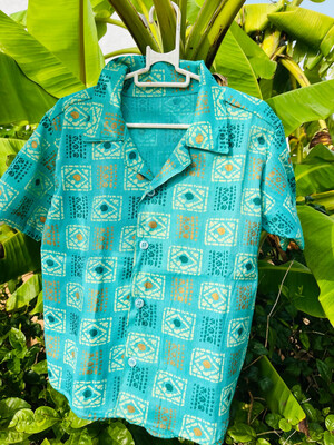 Turquoise patterned shirt