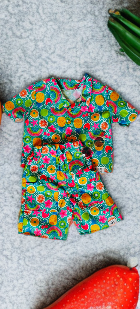 Vibrant Fruit Print Children's Clothing Set Unisex