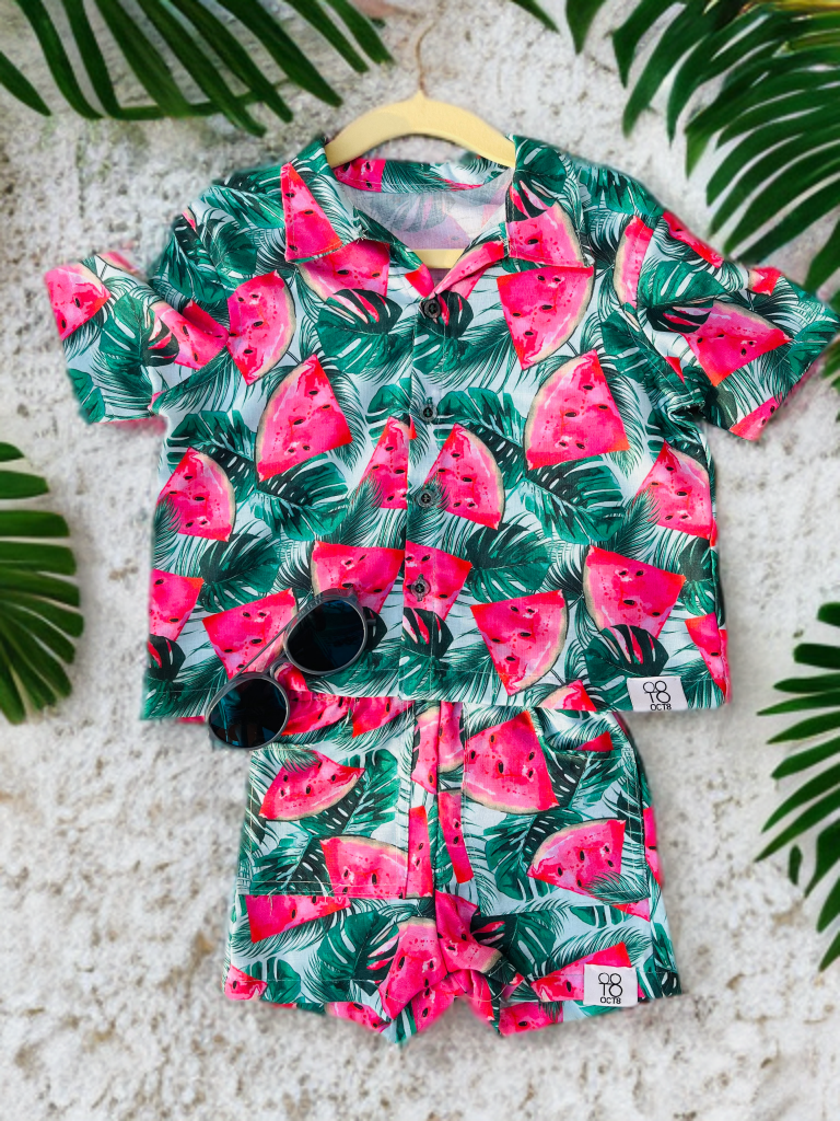 Watermelon Print Kids' Outfit -unisex