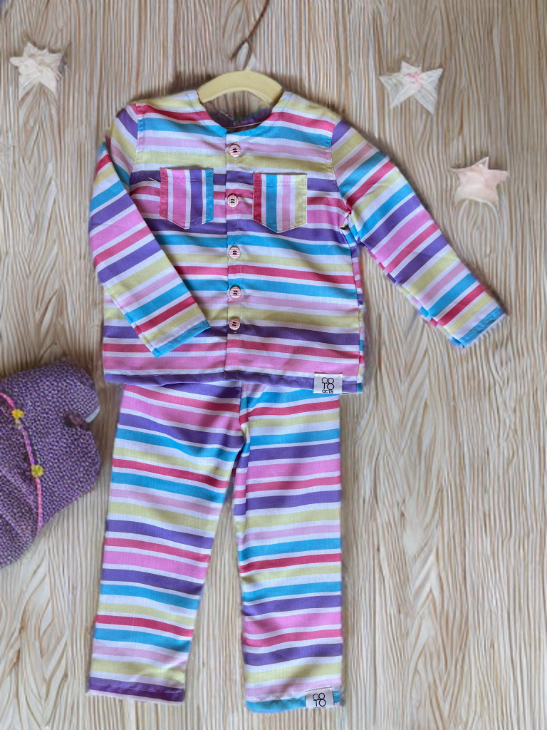 Colorful Striped Kids Pajama Set