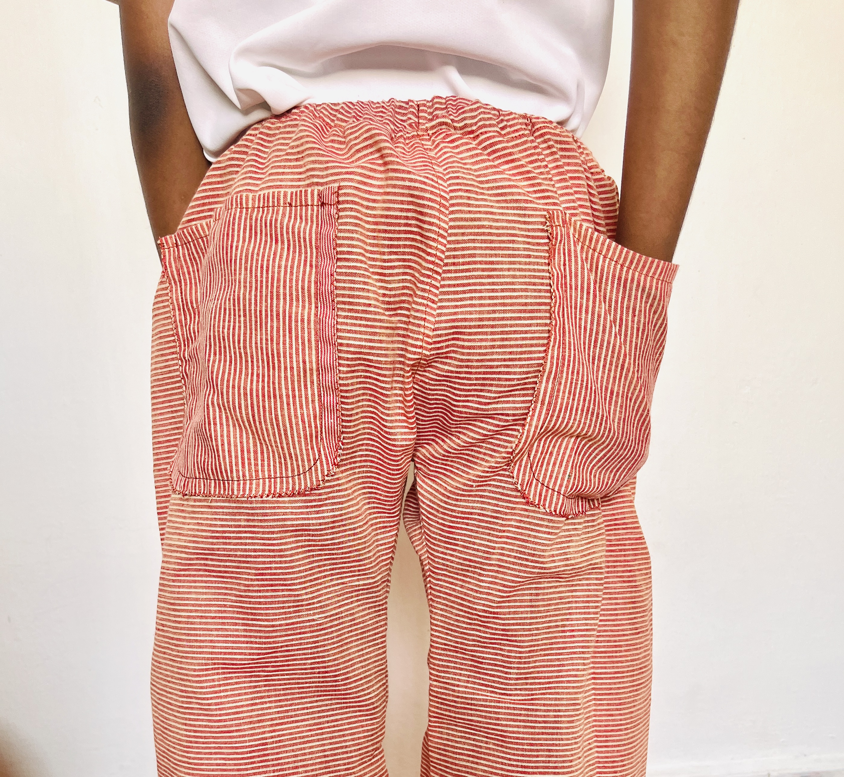 Red Striped Cotton Lounge Pants