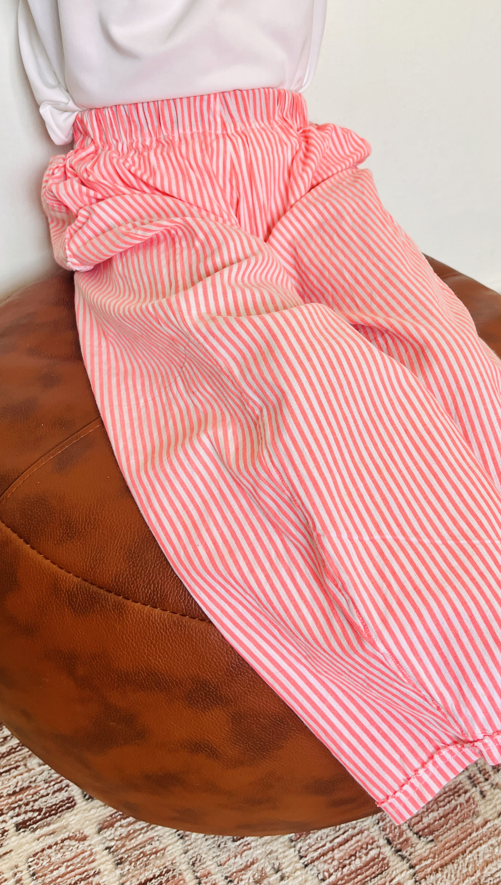 Pink Striped Cotton Pants