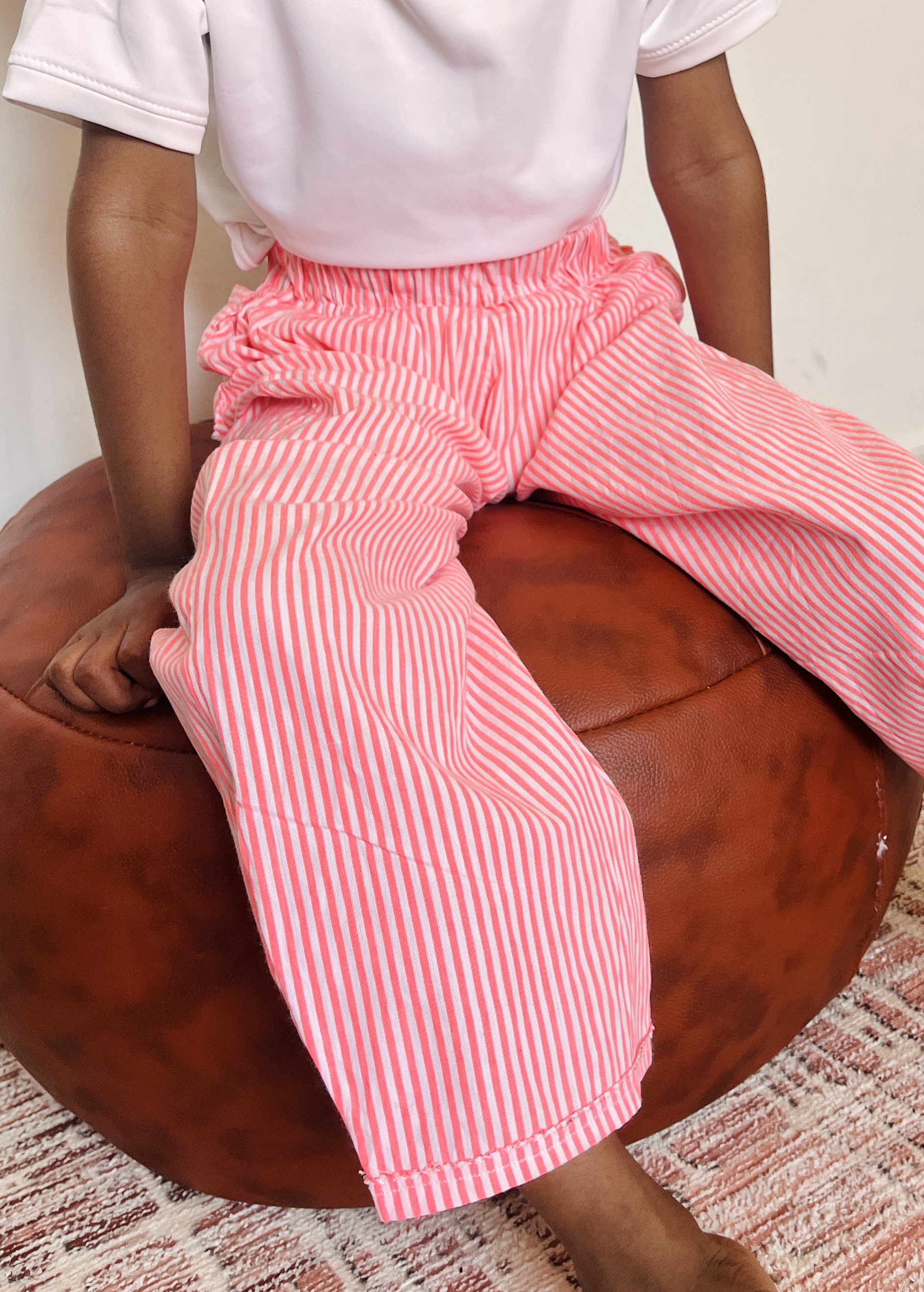 Pink Striped Cotton Pants