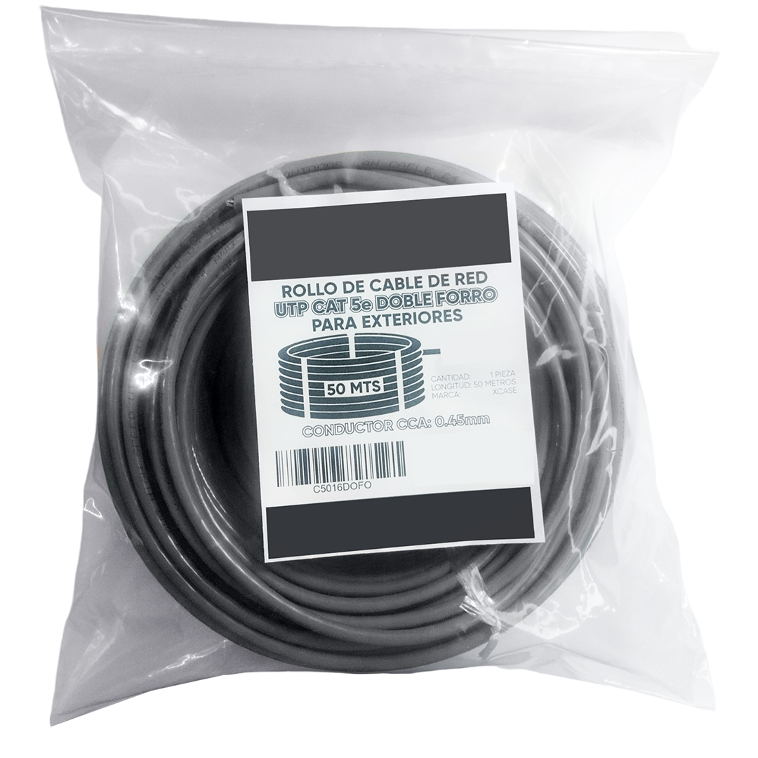Tramo 50 Metros Cable Utp Cat 5e Exterior Doble Forro Gris 8 Hilos CCTV