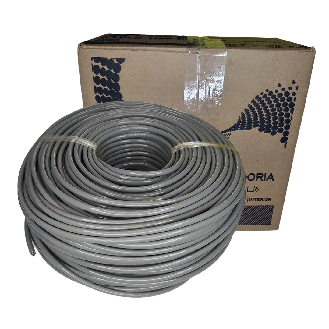 Bobina 100 Metros Cable Utp Cat 5e Exterior Doble Forro Gris 8 Hilos