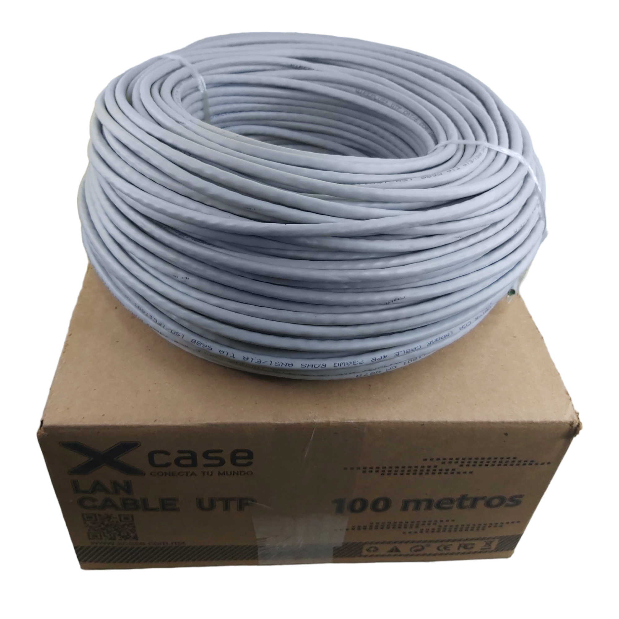 Bobina 100 Metros Cable UTP Cat 6 Gris 8 hilos 0.50mm CCTV