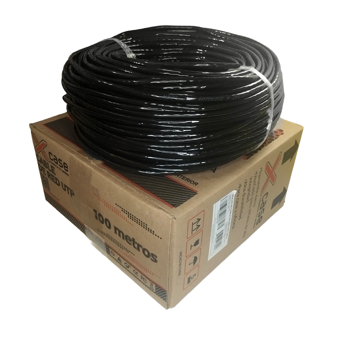 Bobina 100 Metros Cable UTP Cat 6 Negra 8 hilos 0.50mm 