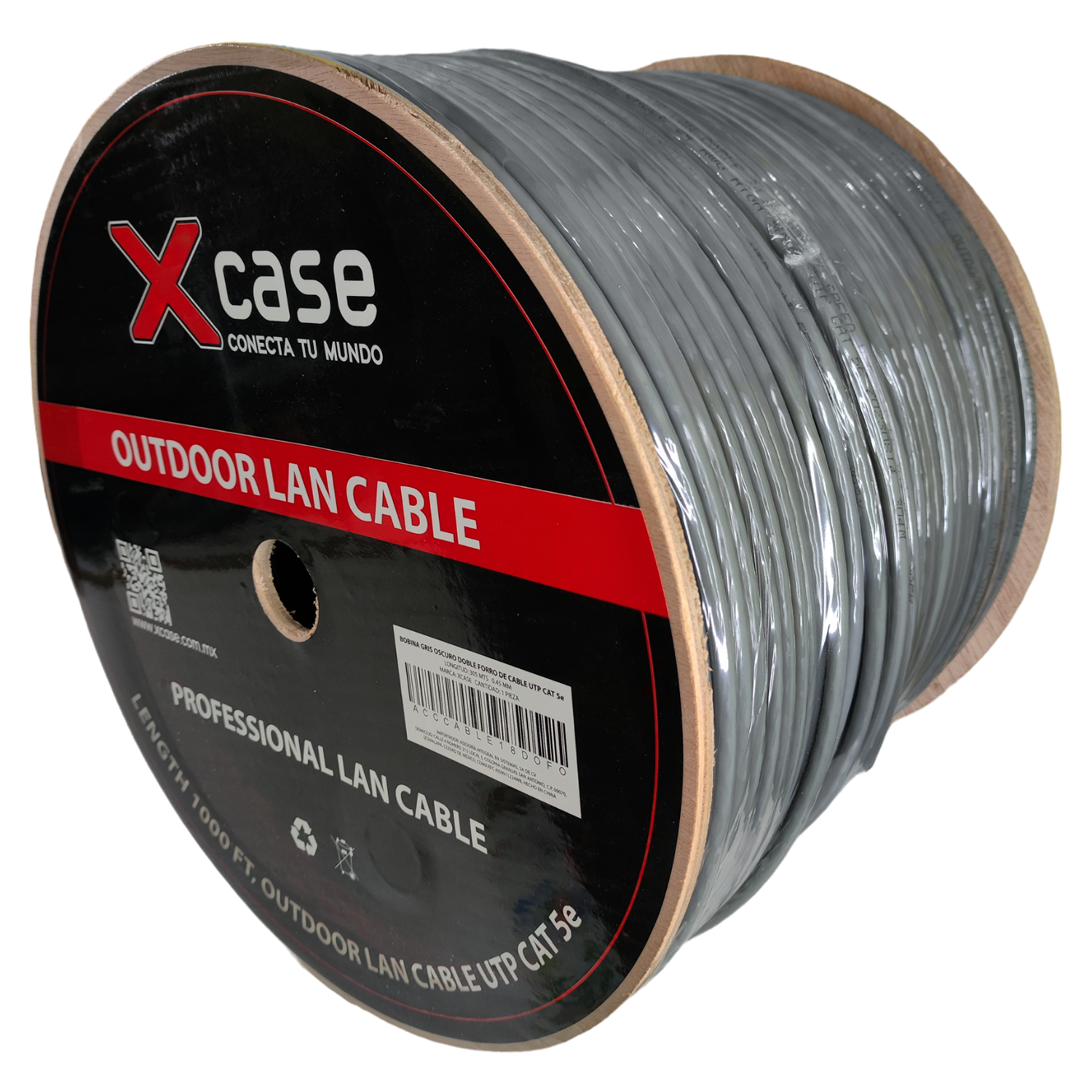 Bobina 305 Metros Cable Utp Cat 5e Exterior Doble Forro Gris 8 Hilos