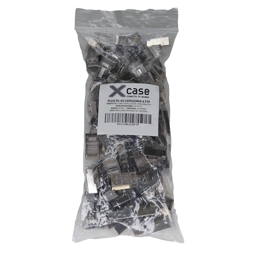 Plug Conector Rj45 FTP Cat 6 Blindado Bolsa 100 piezas