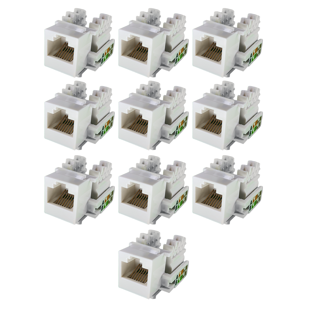 Jack Rj45 Cat 5e Blanco Utp Conector Hembra Red 10 Piezas