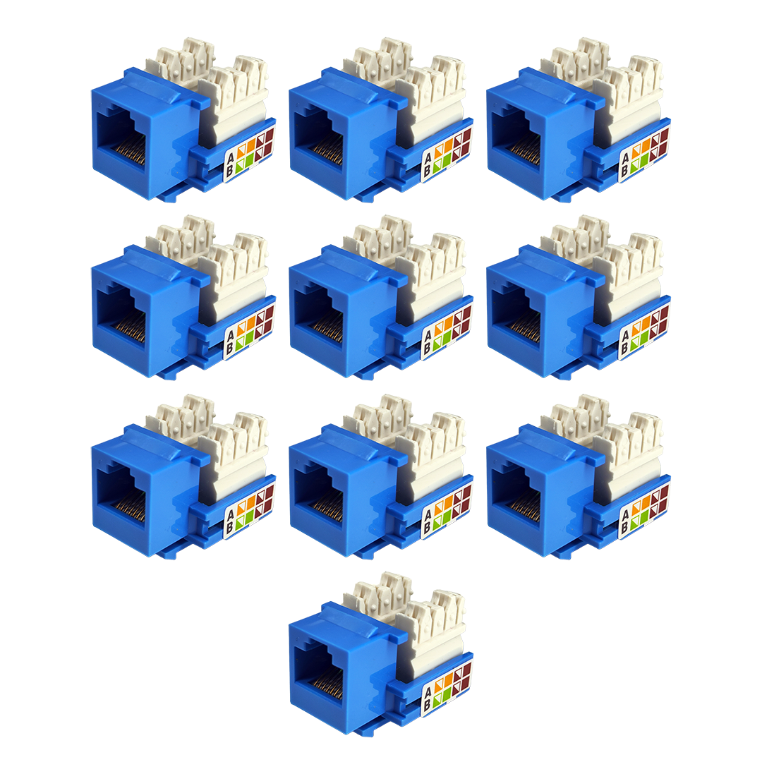Jack Rj45 Cat 5e Azul Utp Conector Hembra Red 10 Piezas