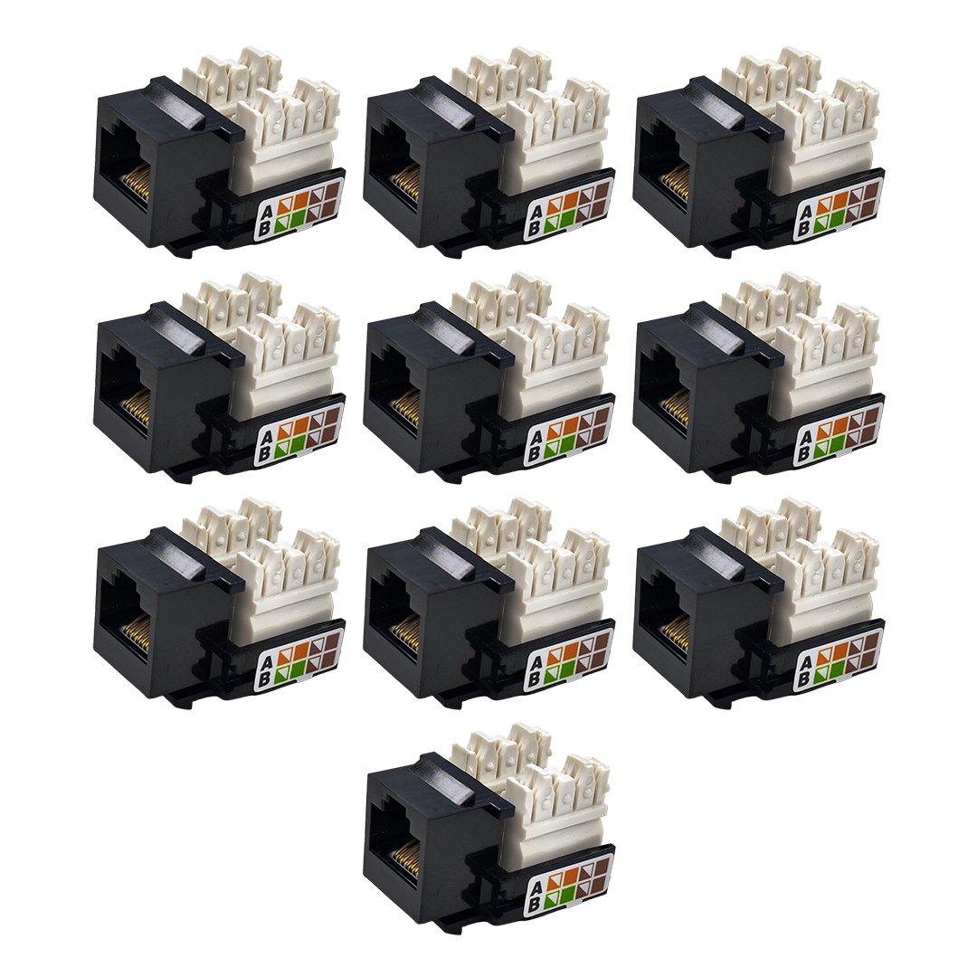 Jack Rj45 Cat 5e Negro Utp Conector Hembra Red 10 Piezas