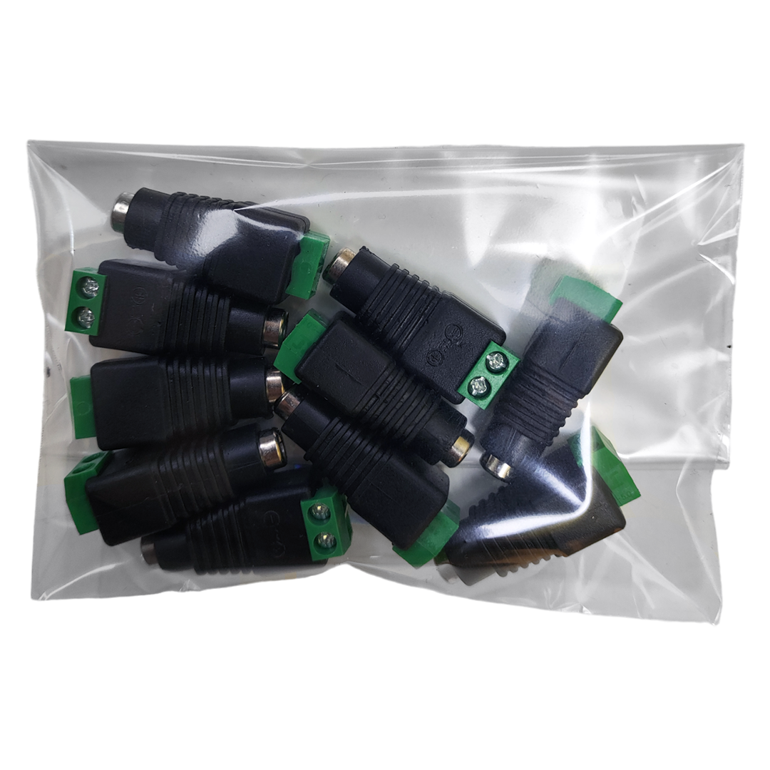 Conector Jack de 2.1mm Hembra para atornillar Bolsa de 10 piezas CCTV