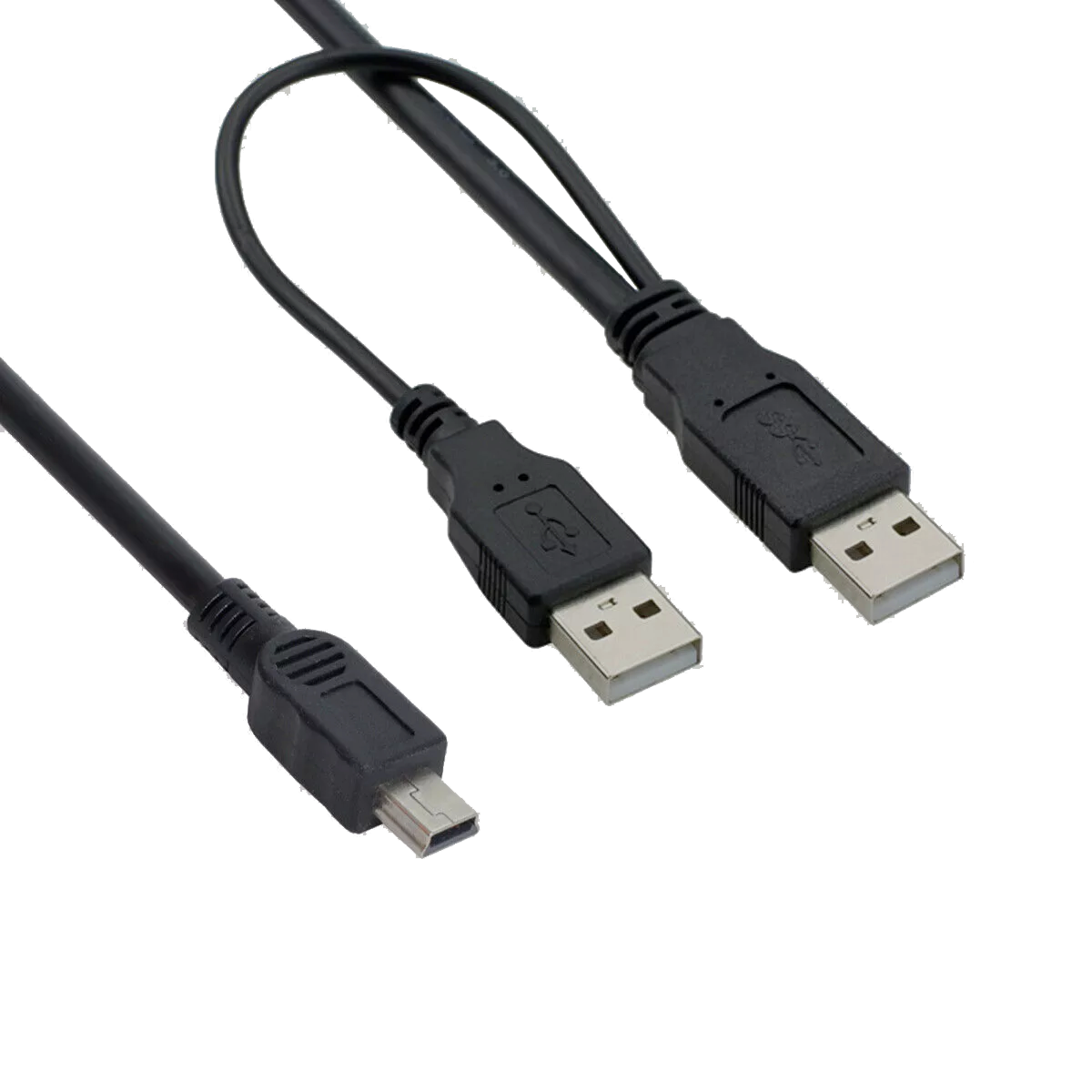Cable USB 2.0 Doble Macho a Mini USB-B 5 Pines 60cm
