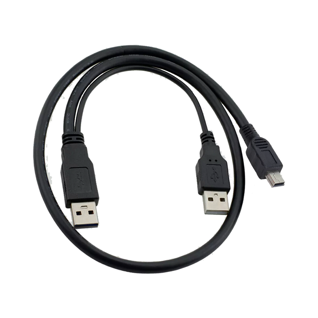 Cable USB 2.0 Doble Macho a Mini USB-B 5 Pines 60cm