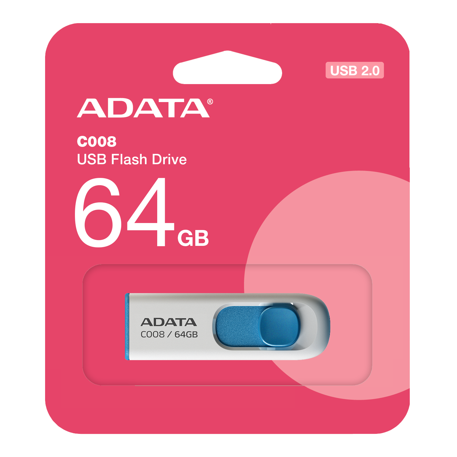 Memoria USB 2.0 Adata 64GB C008 Retráctil