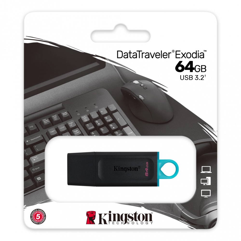 Memoria USB 3.2 Kingston 64GB Exodia Negra