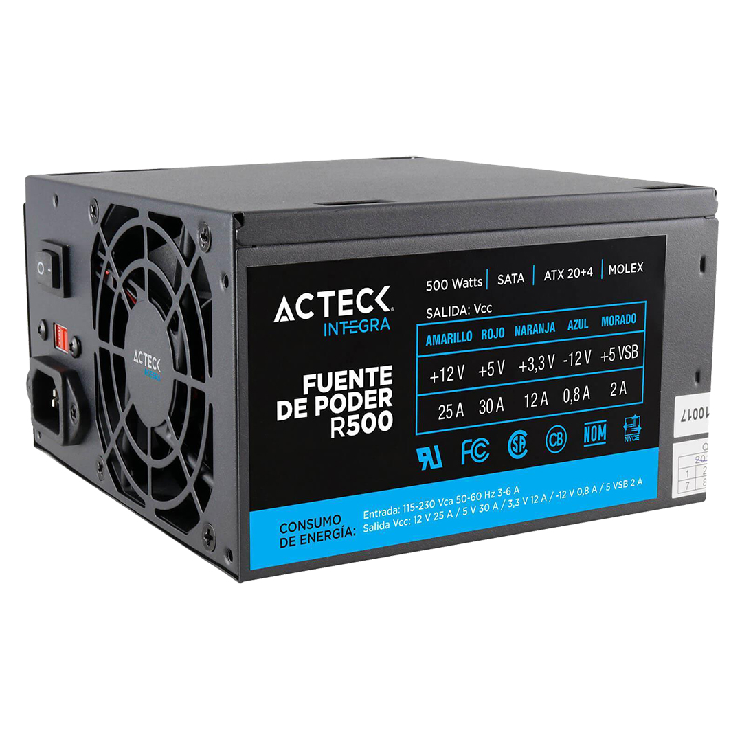 Fuente de Poder Atx 500w Acteck 20 y 24 Pines