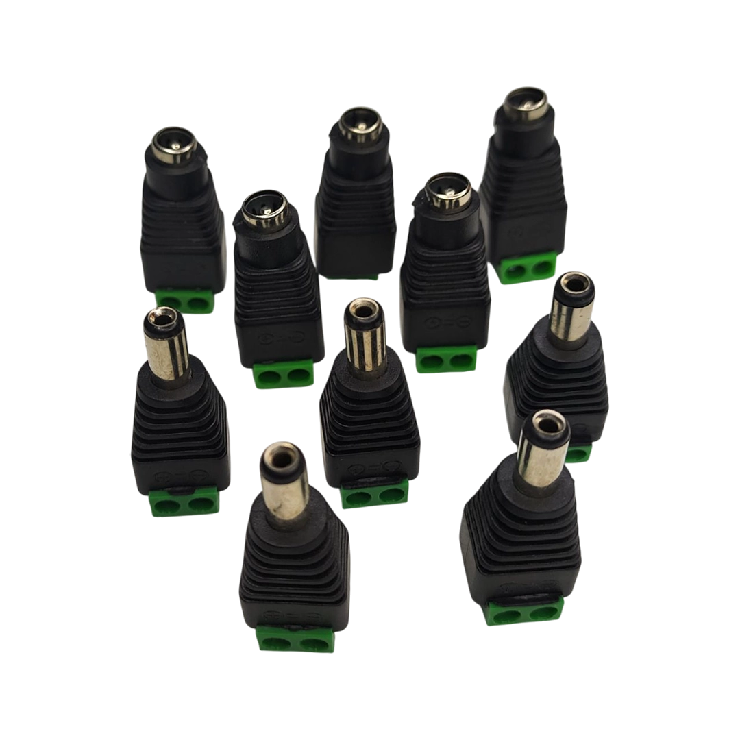 Bolsa de 5 Pares de Conectores de Energia 2.1mm para atornillar CCTV