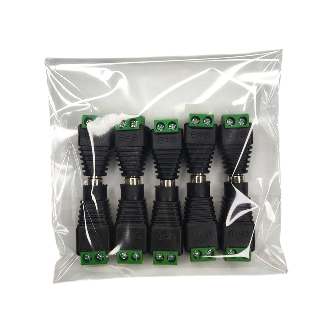Bolsa de 5 Pares de Conectores de Energia 2.1mm para atornillar CCTV