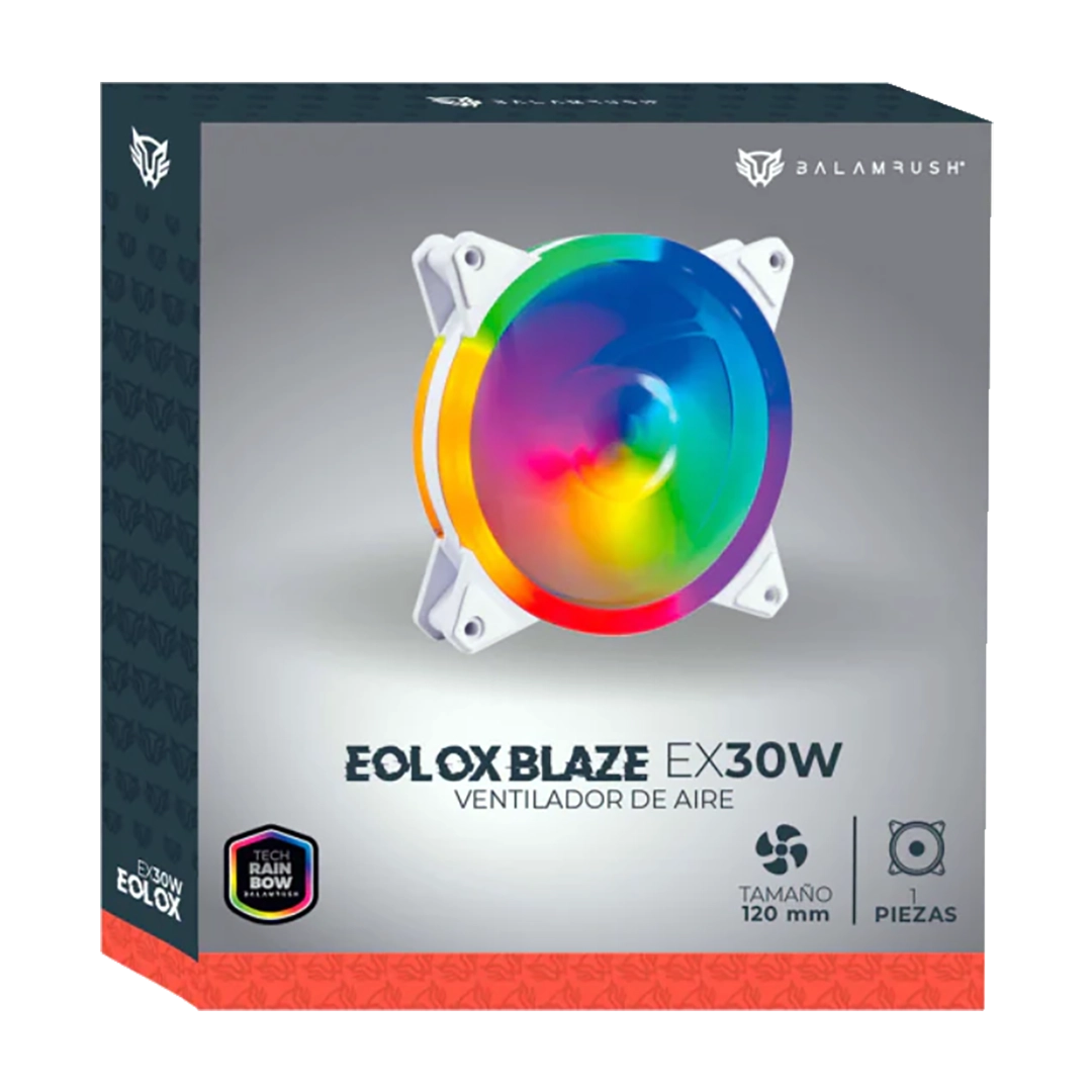 Ventilador 120mm BalamRush EX30 Blanco Led Arcoíris Molex 1200RPM