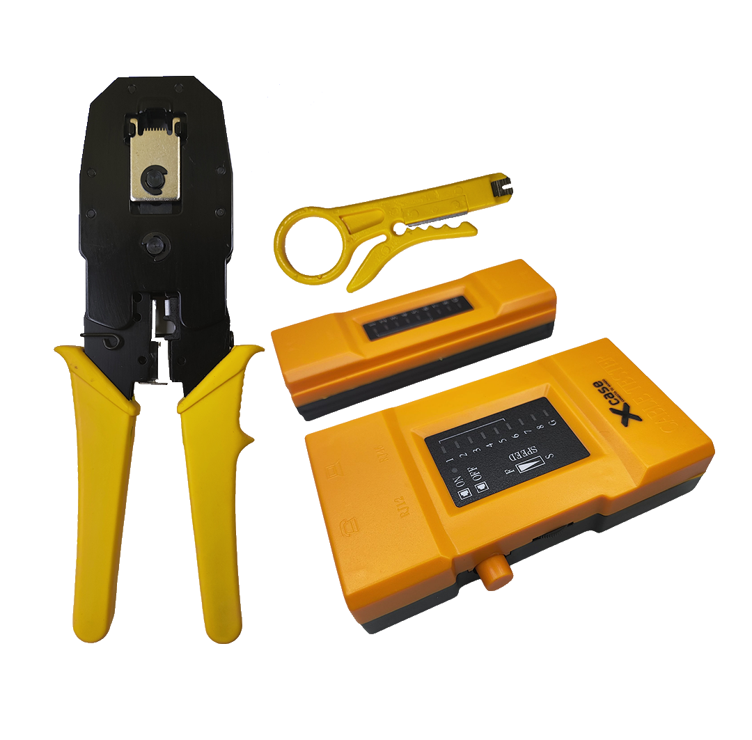 Kit de Redes Pinzas Ponchadoras Tester y Pelador Rj45 Rj11