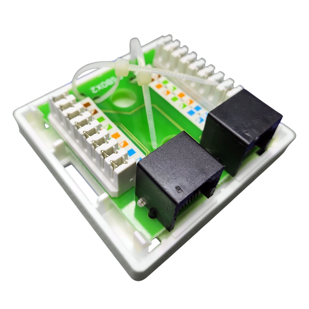 Roseta De Pared 2 Jacks Keystone Cat 5e Caja Utp Red Rj45