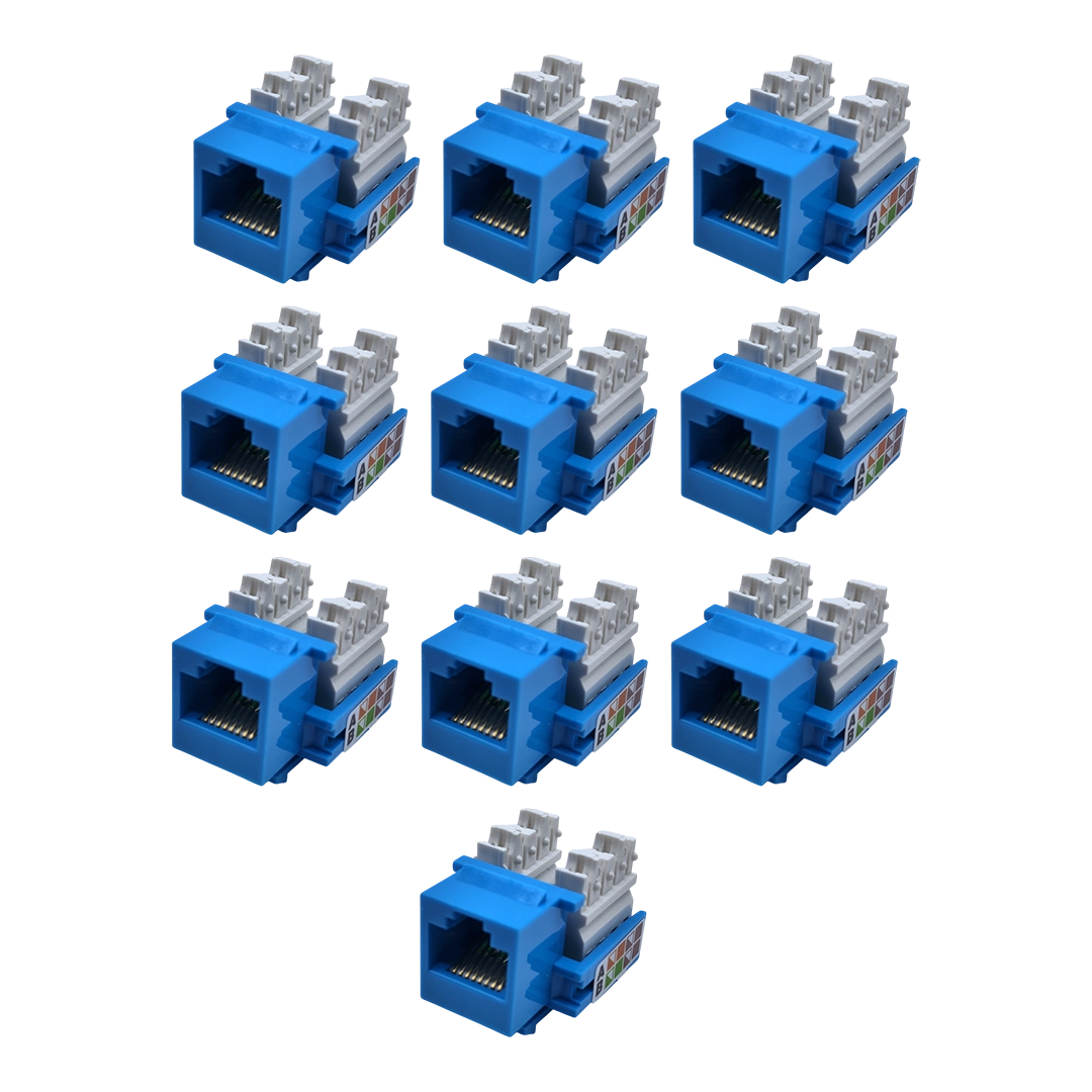 Jack Rj45 Cat 5e Azul Utp Conector Hembra Red 10 Piezas