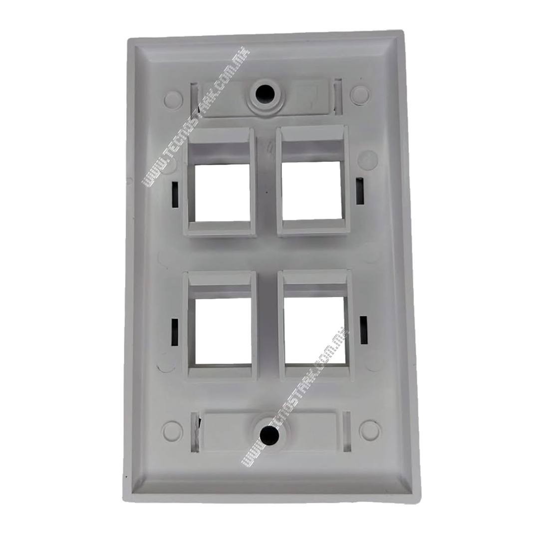 Placa Tapa 4 Puertos RJ45 para Caja de Registro