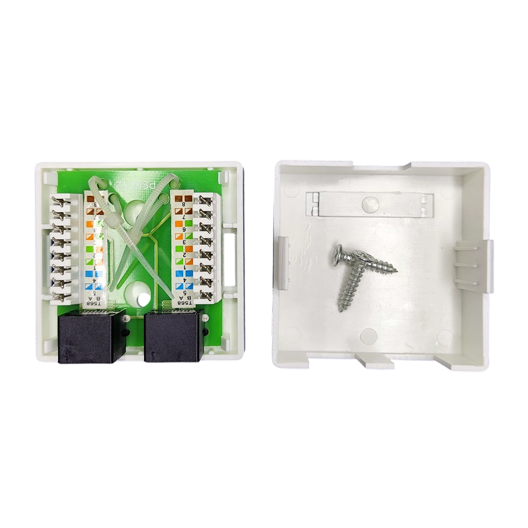 Roseta De Pared 2 Jacks Keystone Cat 5e Caja Utp Red Rj45