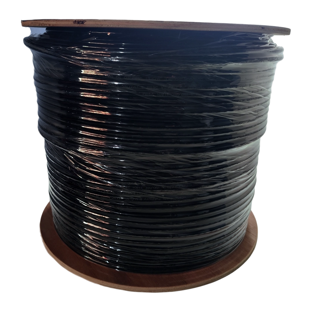 Bobina 305 Metros Cable UTP Cat 6 Exterior Doble Forro Negro 8 hilos