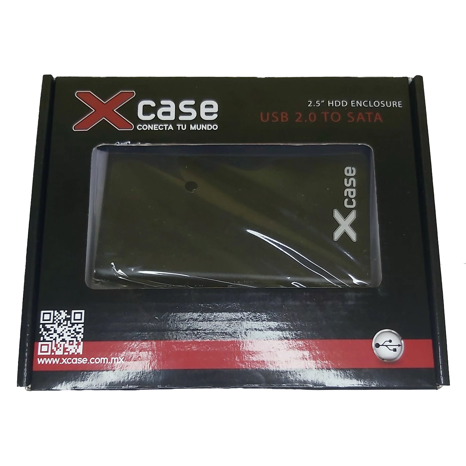 Gabinete Case USB 2.0 para Disco Duro 2.5” Xcase Negro