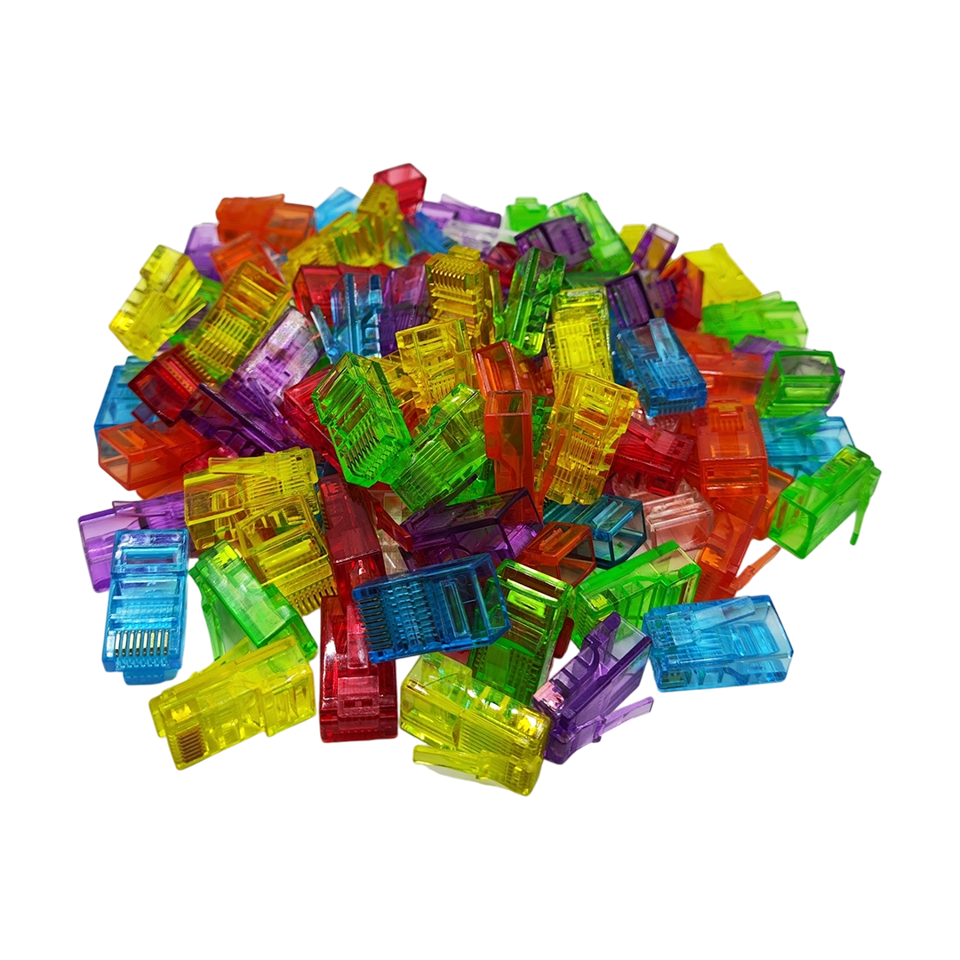 Plug Conector Rj45 Cat 5e Transparente 100 Piezas Colores