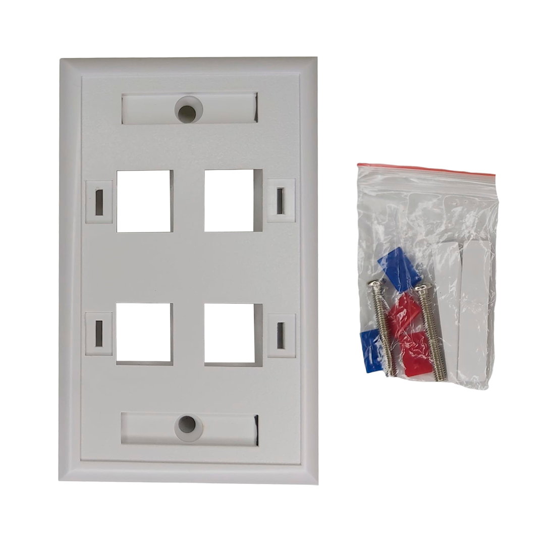 Placa Tapa 4 Puertos RJ45 para Caja de Registro