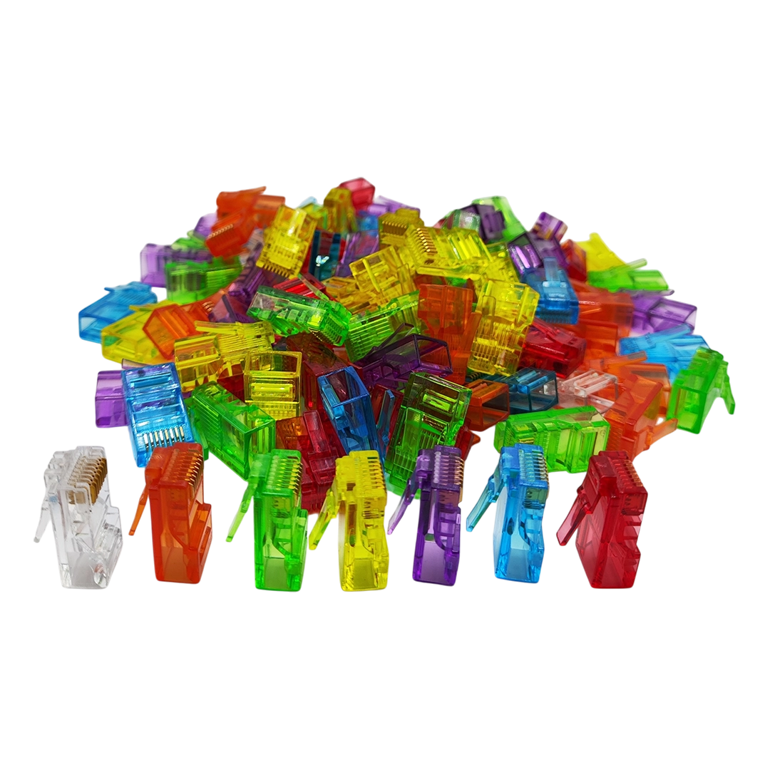 Plug Conector Rj45 Cat 5e Transparente 100 Piezas Colores