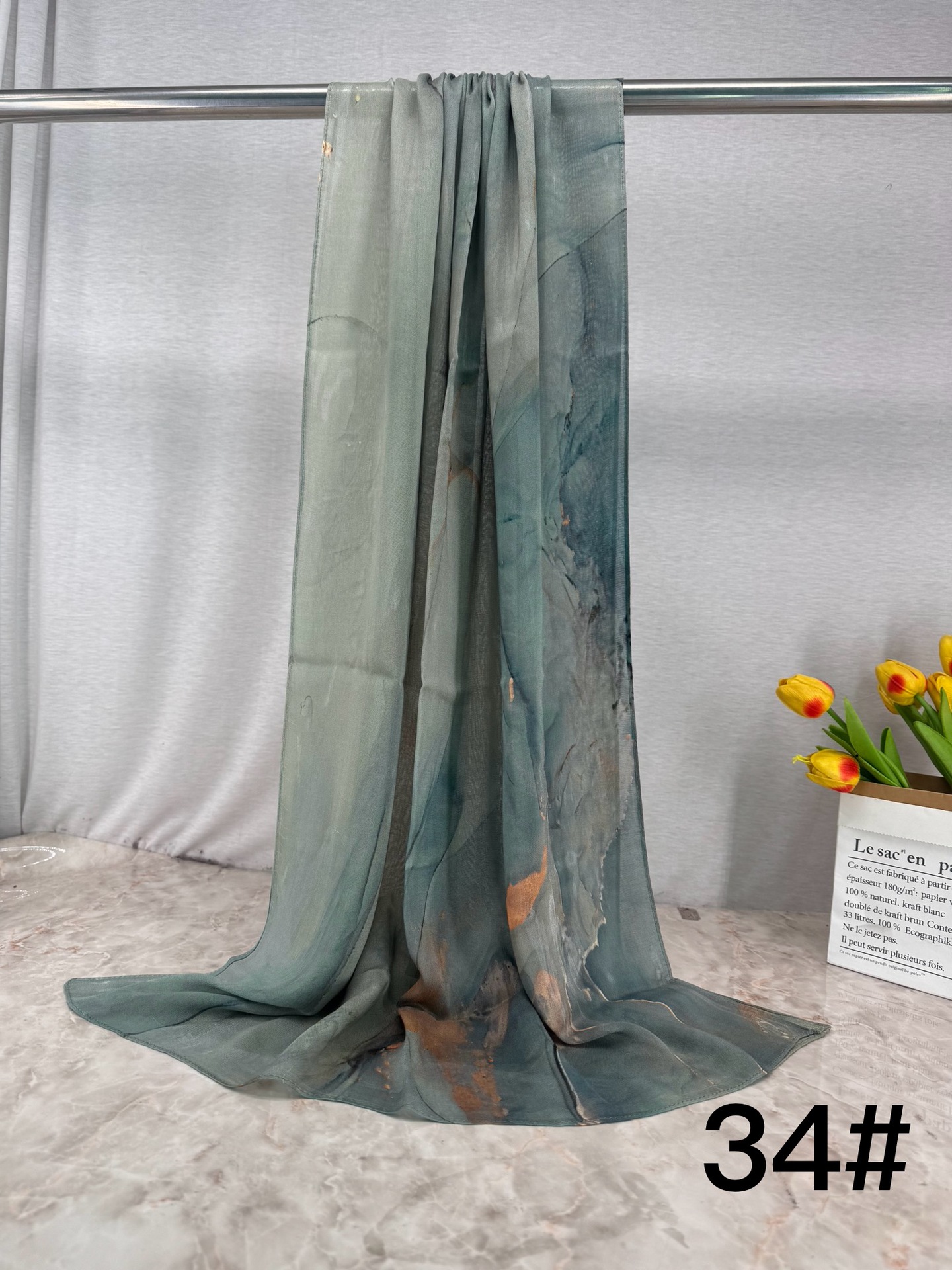 HY013-2 Printed modal Muslim hijab single stitch