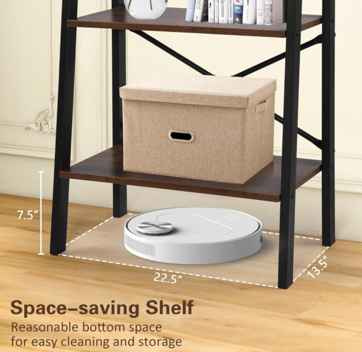 4-Tier Ladder Shelf, Ladder Bookshelf Bookcase Industrial Bookshelves, Multifunctional Book Shelf Plant Stand Storage Rack for Home Office, Living Room, Bedroom, Kitchen, Dark Brown
