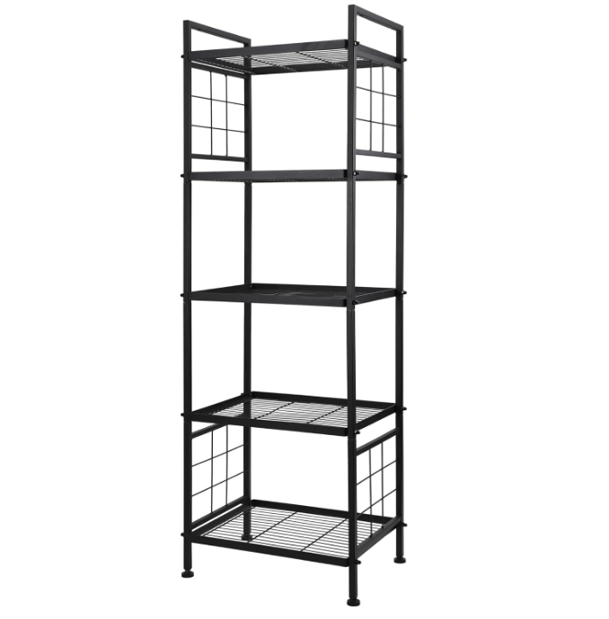 5-Wire Standing Storage Shelves, Metal Shelving Unit Pantry Rack for Laundry Kitchen Bathroom Organizer(Black)