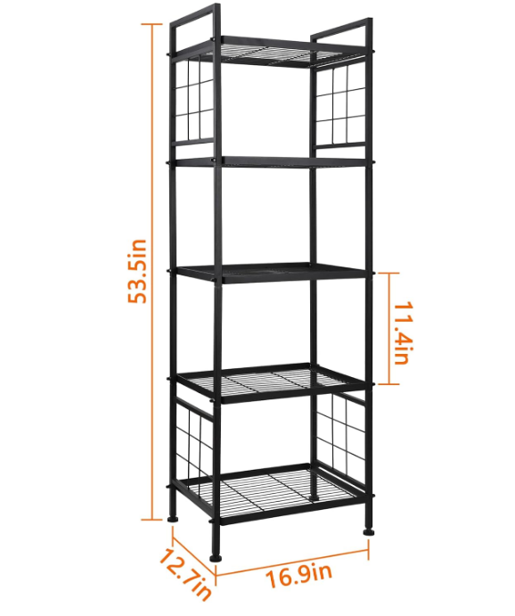 5-Wire Standing Storage Shelves, Metal Shelving Unit Pantry Rack for Laundry Kitchen Bathroom Organizer(Black)