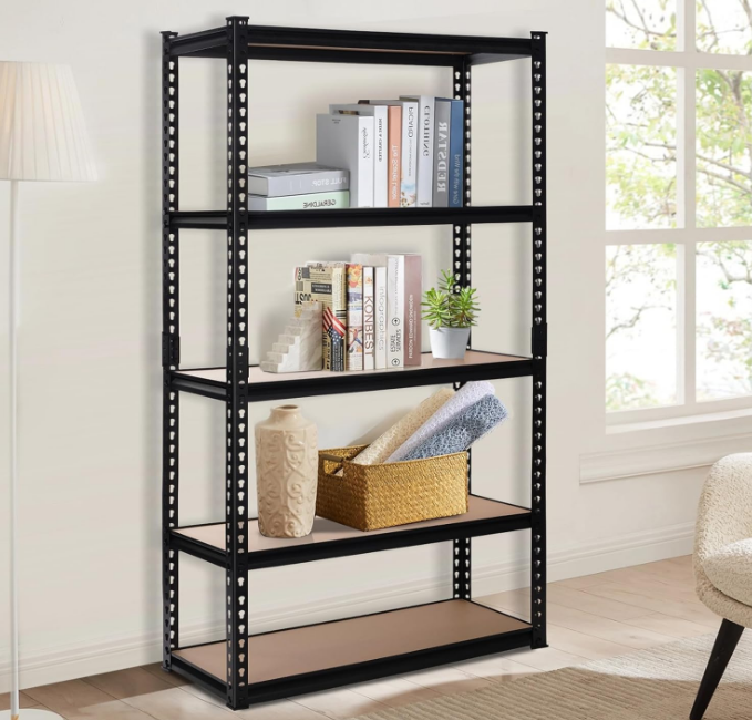 5 Tier Storage Shelves 31.5" W x 15.75" D x 72" H, Adjustable Metal Shelving Heavy Duty Garage Shelving Unit Utility Rack Shelf for Storage Warehouse Pantry Closet, Black