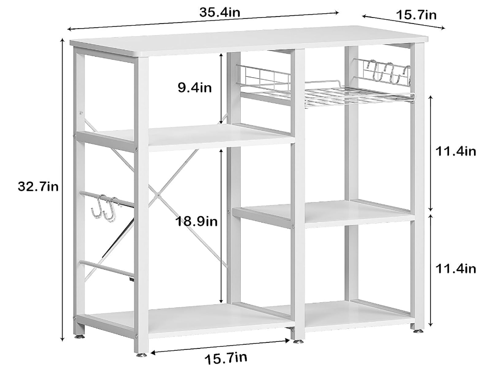 3-Tier Kitchen Baker's Rack Utility Microwave Oven Stand Storage Cart Workstation Shelf, White