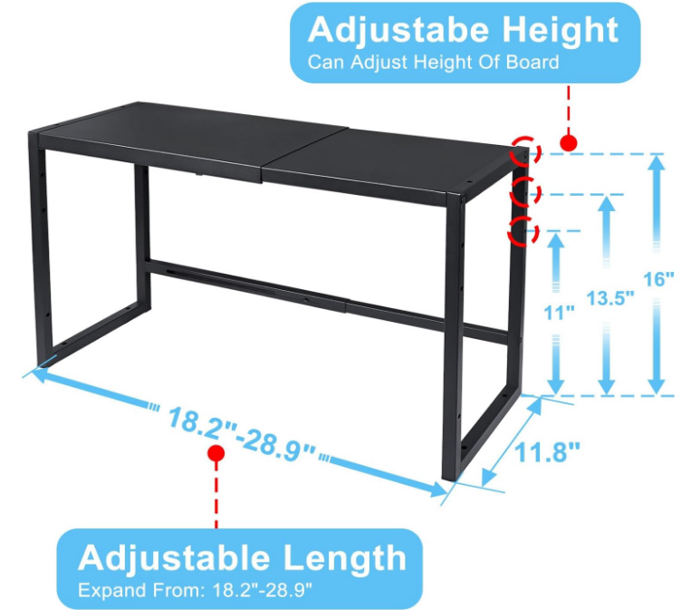 Expandable Metal Storage Shelves, 110LBS Heavy Duty Shelving Units and Storage For Pots Pans Small Appliances, Adjustable Metal Storage Shelf Rack For kitchen Cabinets Closet Pantry Warehouse Garage