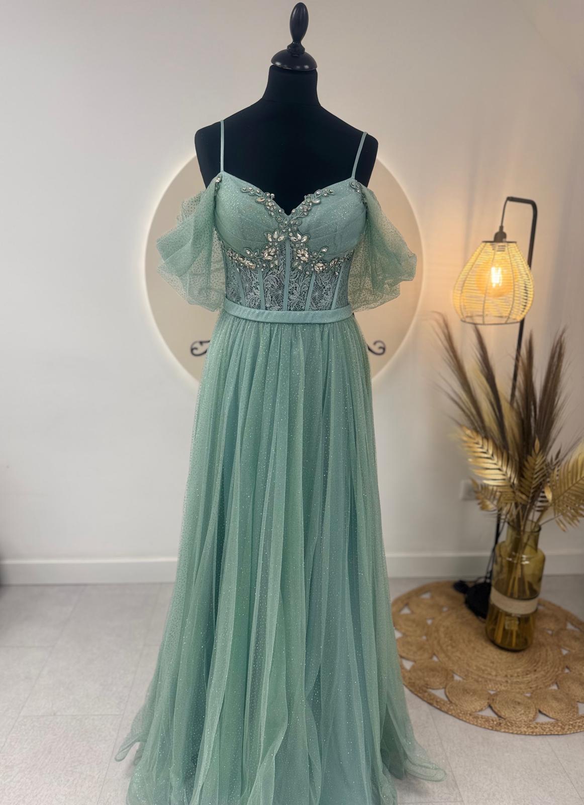 Robe de soirée vert d'eau